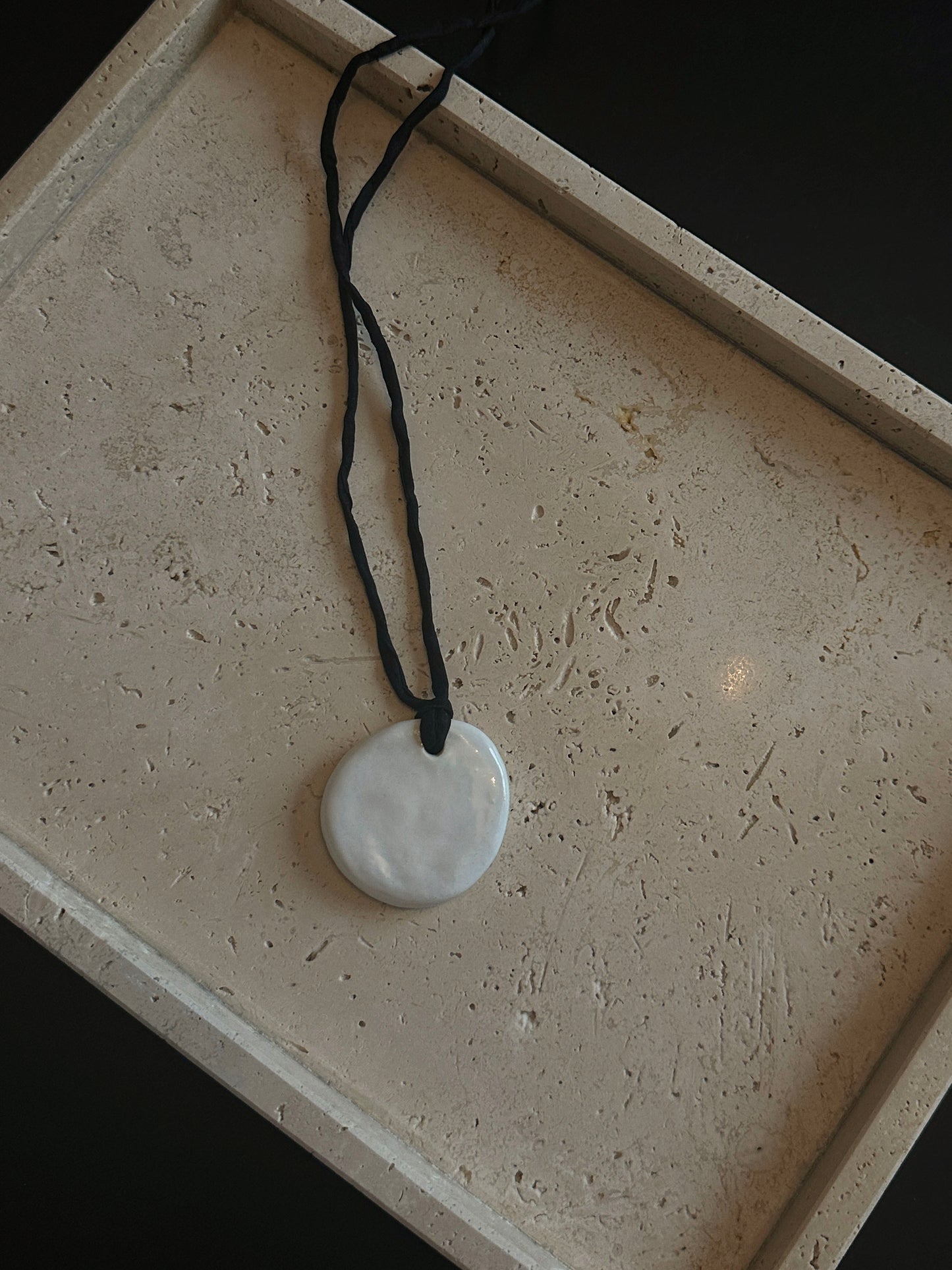 Brea Porcelain Pendant Necklace In White - Sagu