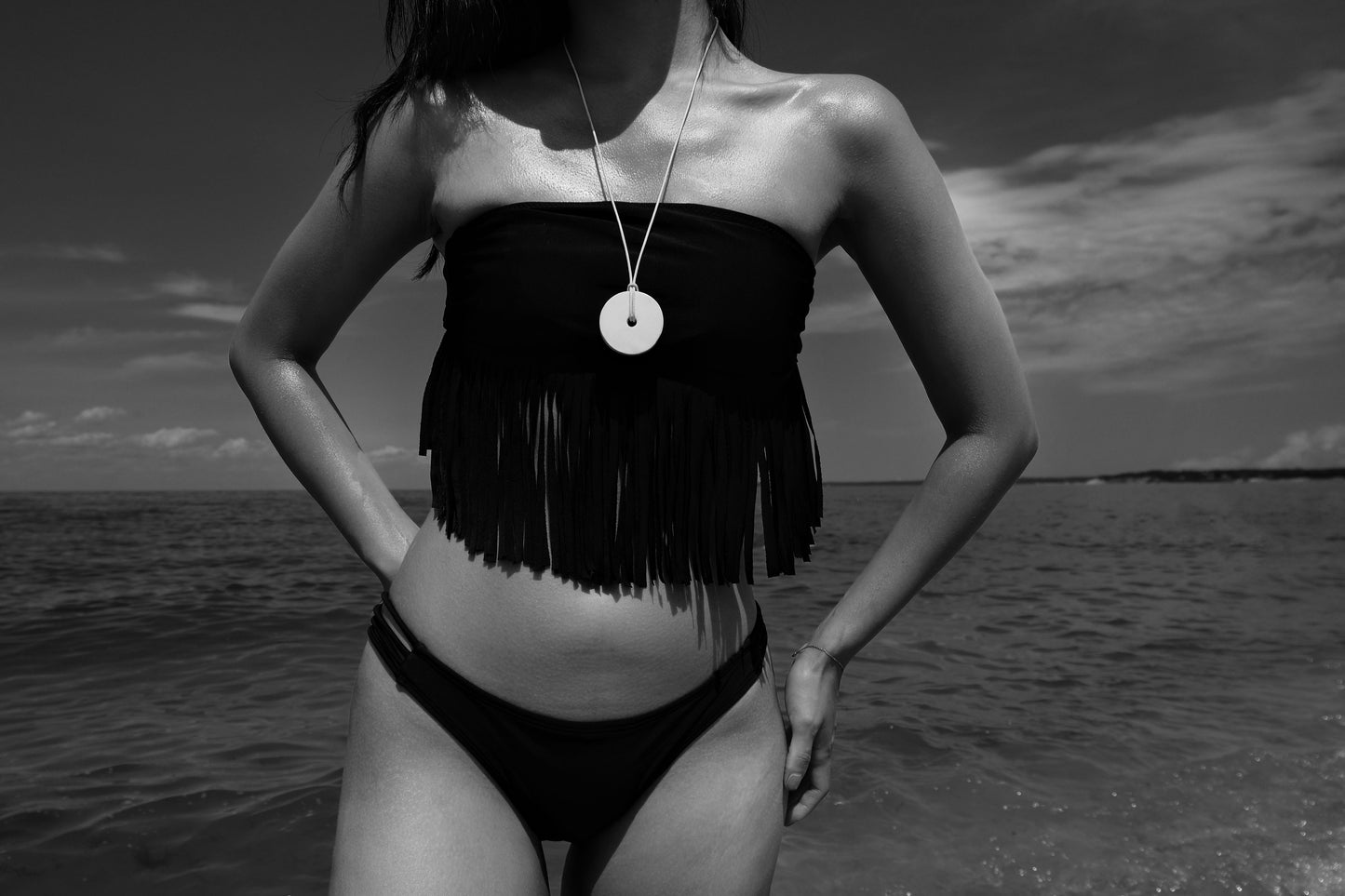 Large Disc Ceramic Necklace In Off White - Sagu