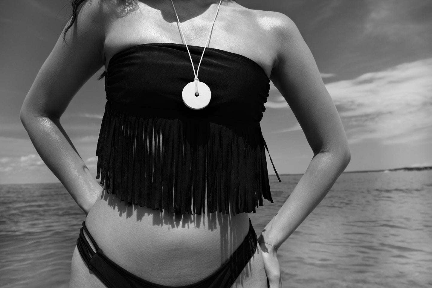 Large Disc Ceramic Necklace In Off White - Sagu