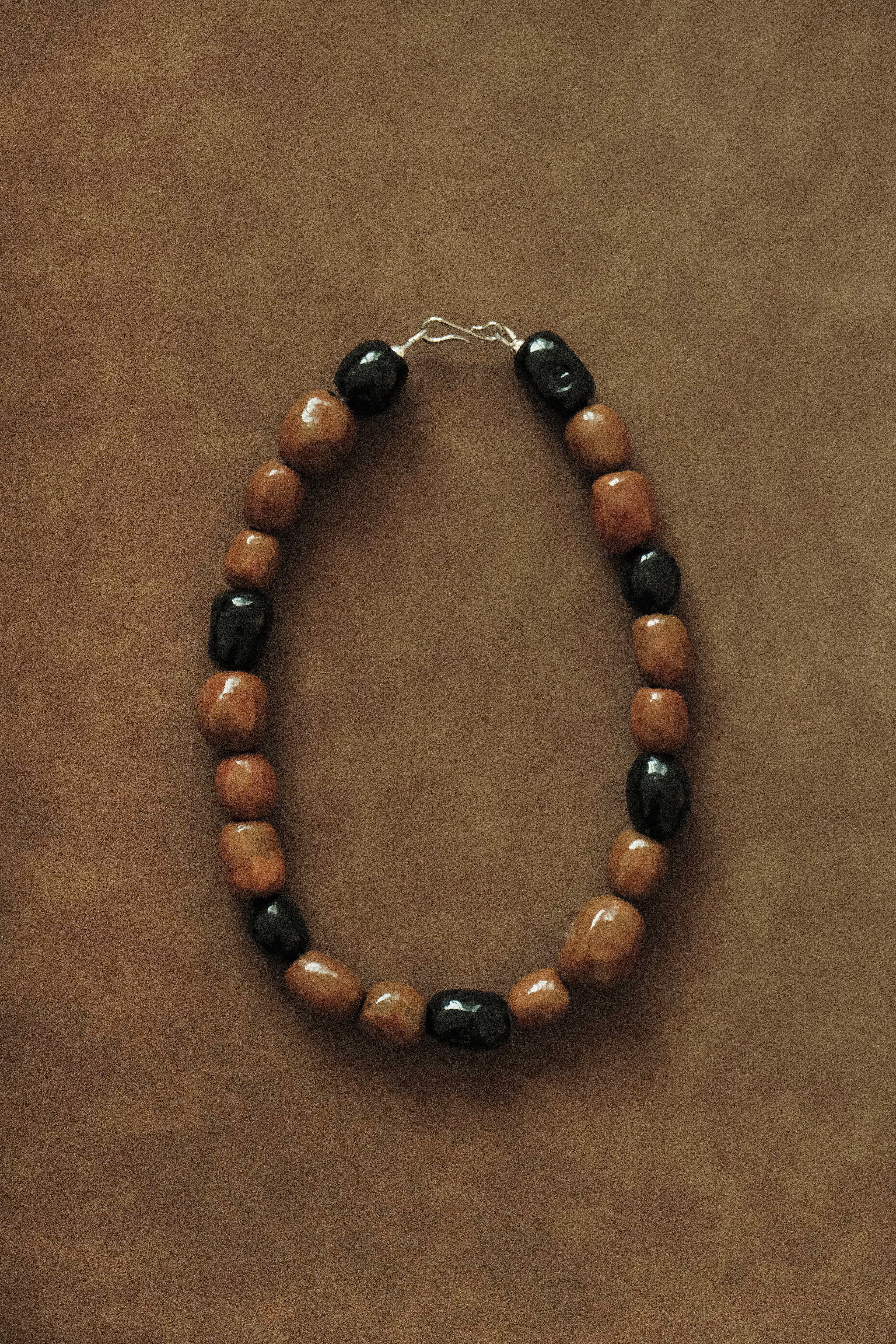 Kalamata Porcelain Beaded Collar Necklace in Tawny - Sagu
