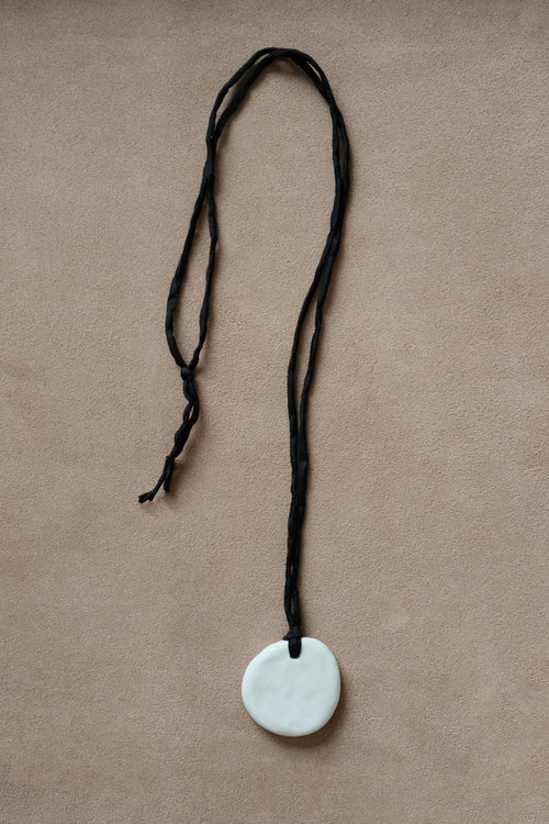 Brea Porcelain Pendant Necklace In White - Sagu