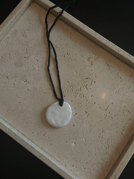Brea Porcelain Pendant Necklace In White - Sagu
