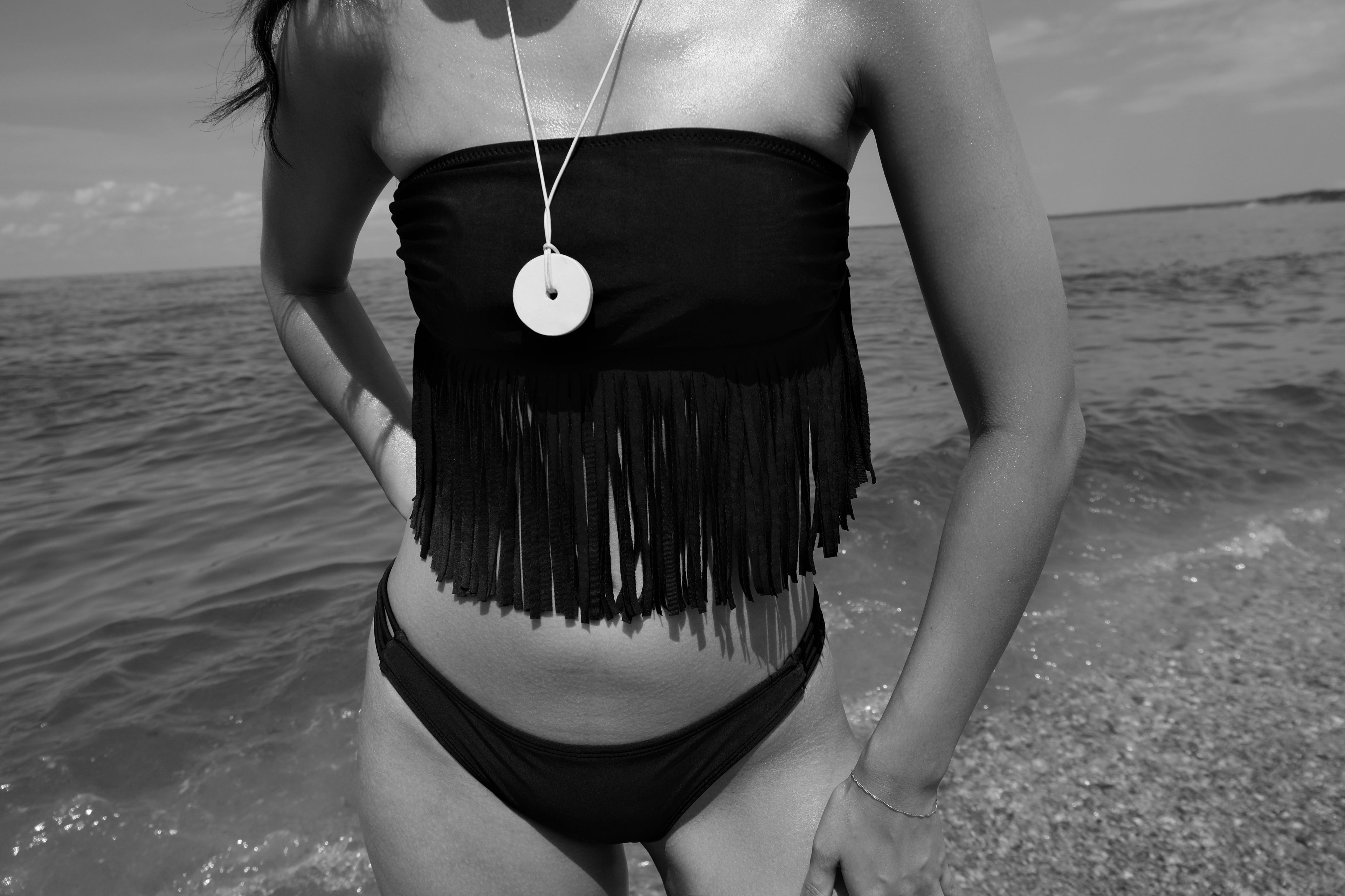 Large Disc Ceramic Necklace In Off White - Sagu