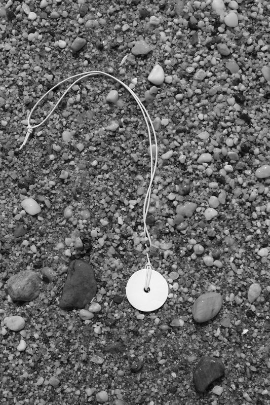 Large Disc Ceramic Necklace In Off White - Sagu