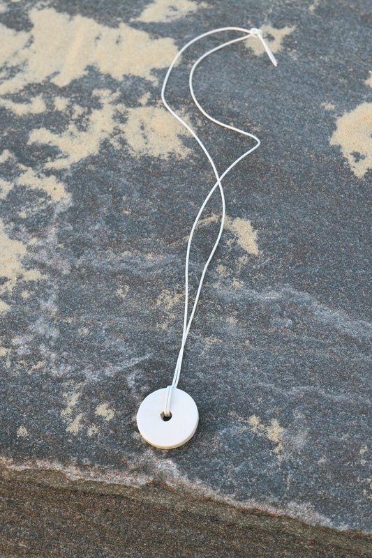 Disc Ceramic Necklace In Off White - Sagu