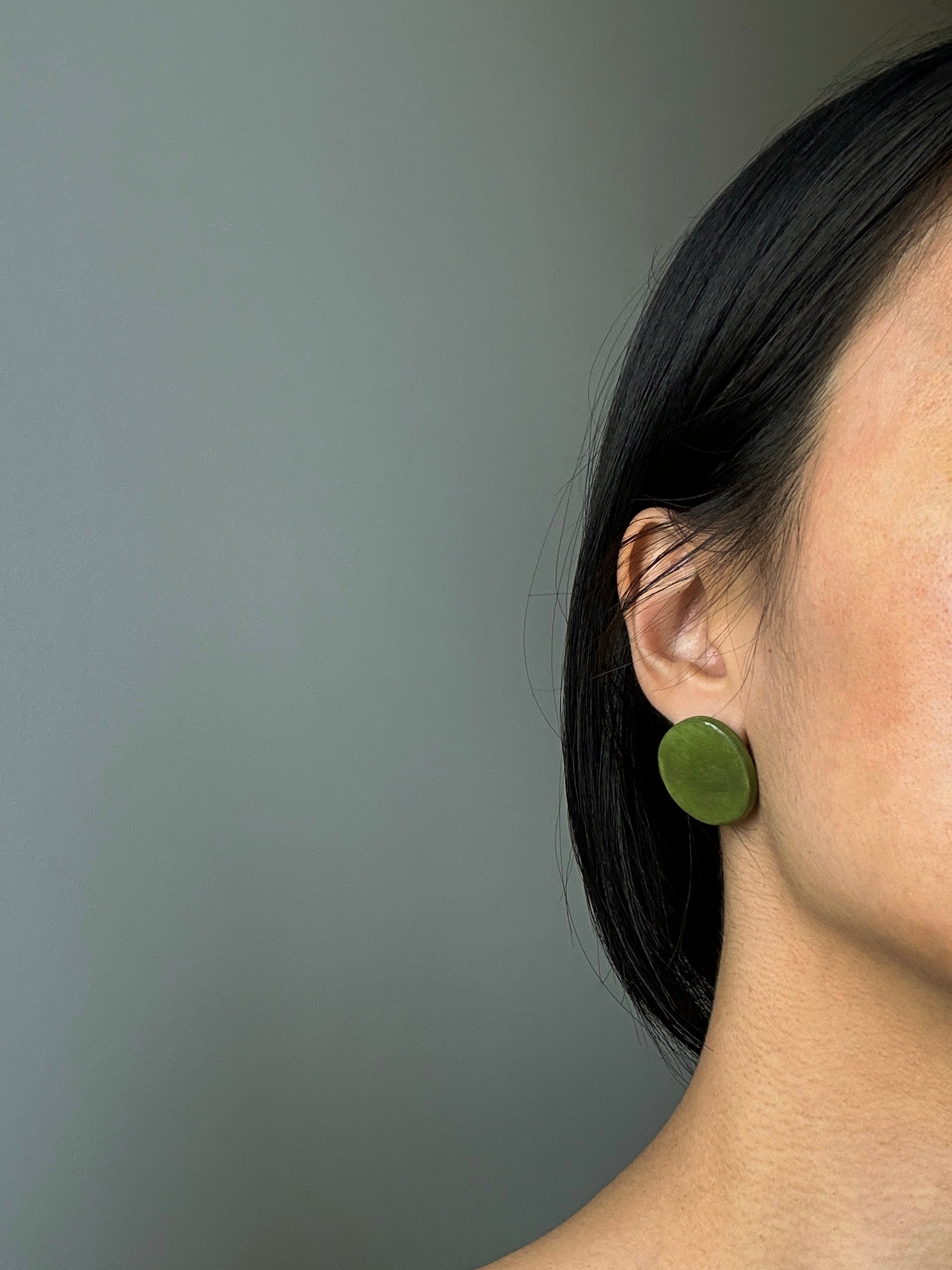 Large Ora Porcelain Round Earrings In Cactus - Sagu
