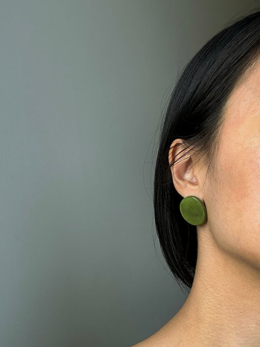 Large Ora Porcelain Round Earrings In Cactus - Sagu
