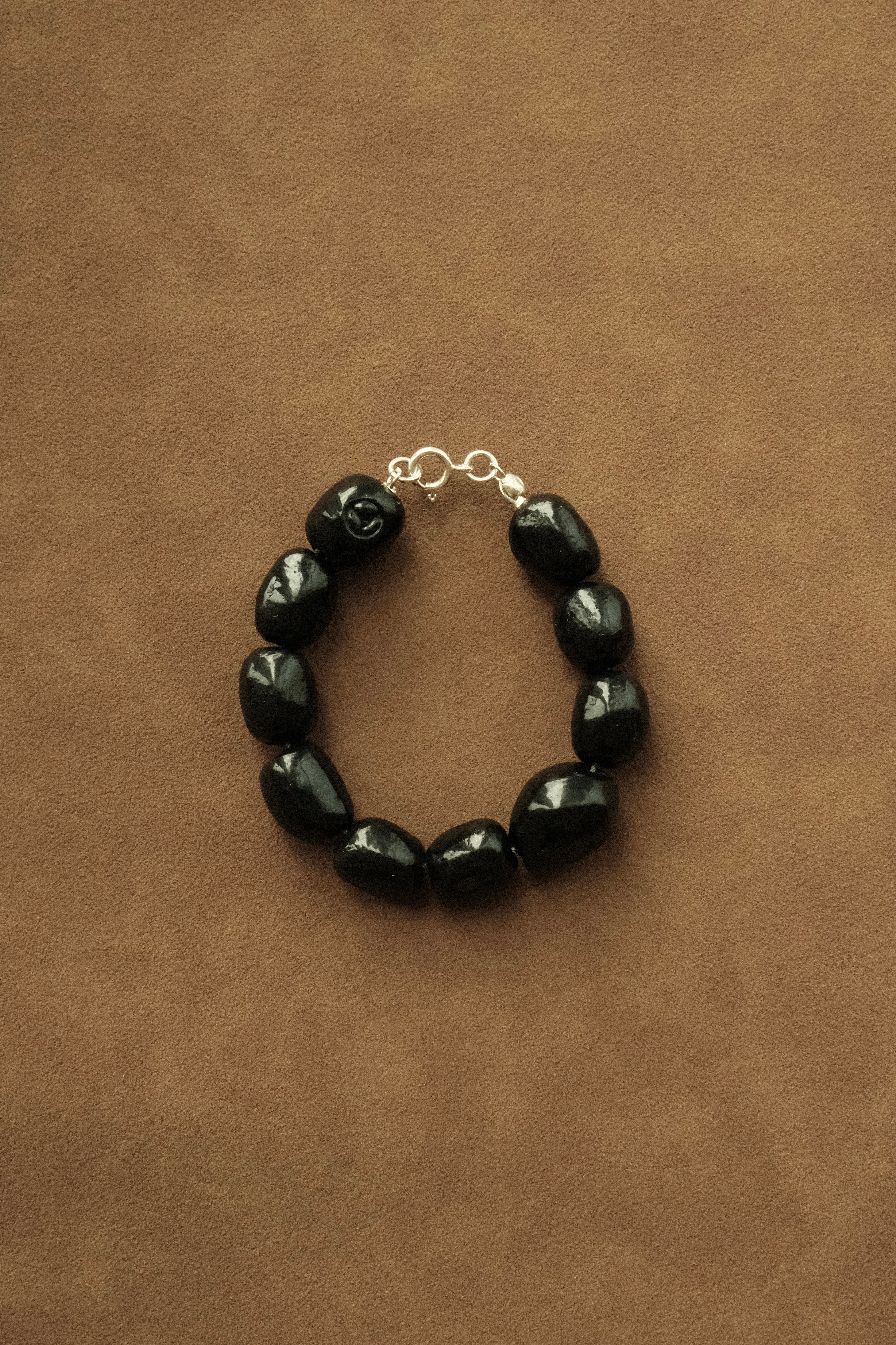 Kalamata Beaded Porcelain Bracelet In Onyx - Sagu