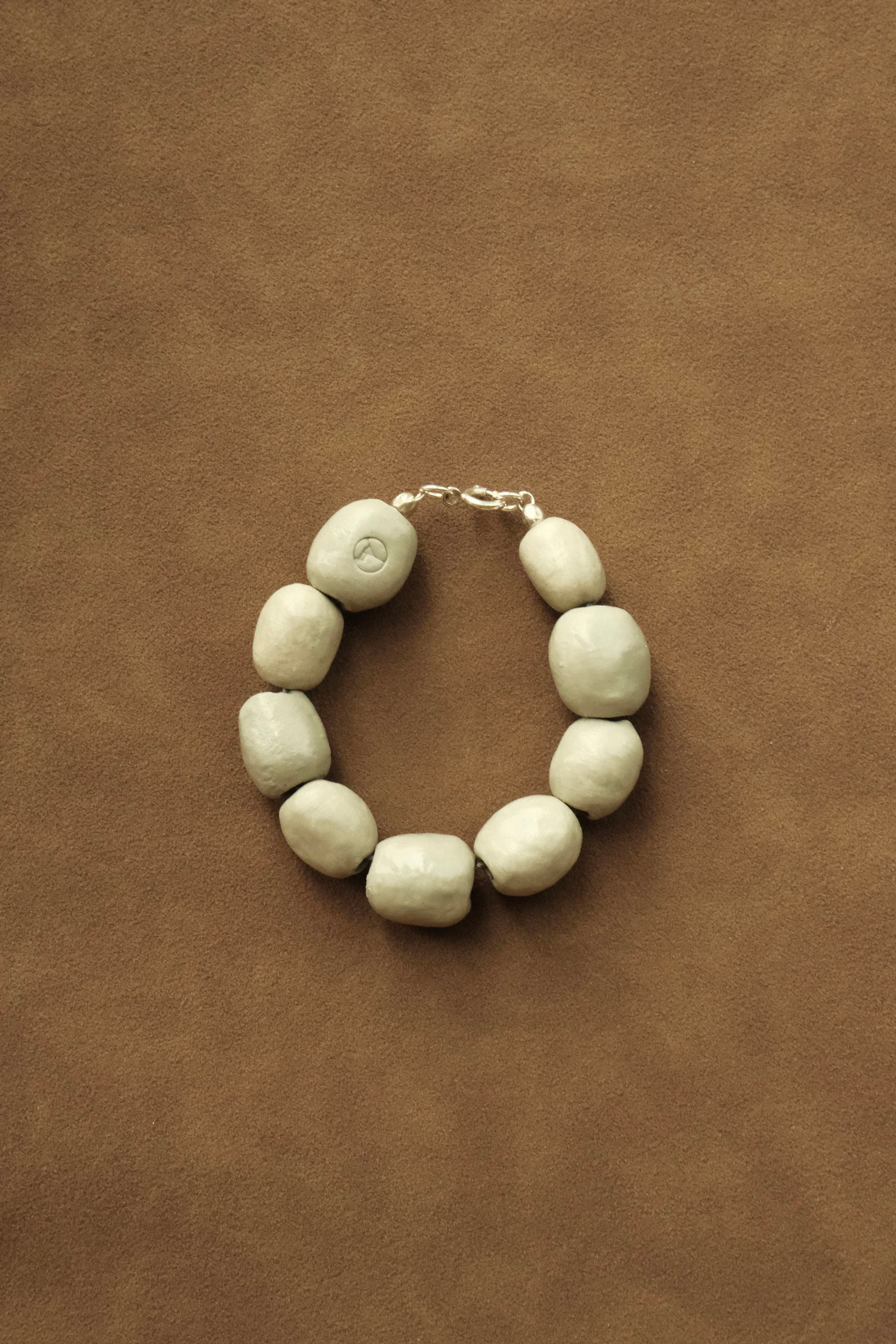 Kalamata Beaded Porcelain Bracelet In Sand - Sagu