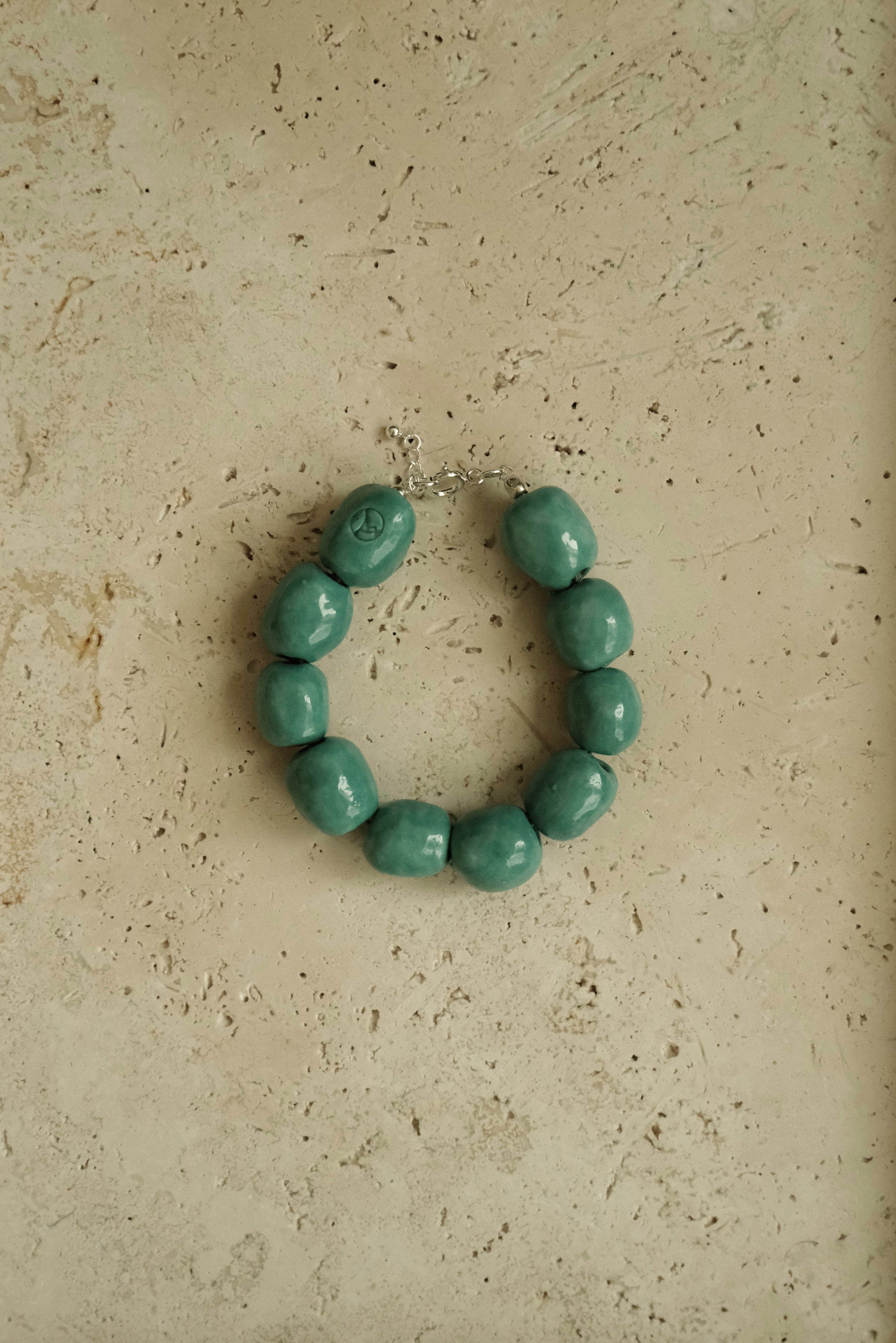 Kalamata Beaded Porcelain Bracelet In Turquoise - Sagu