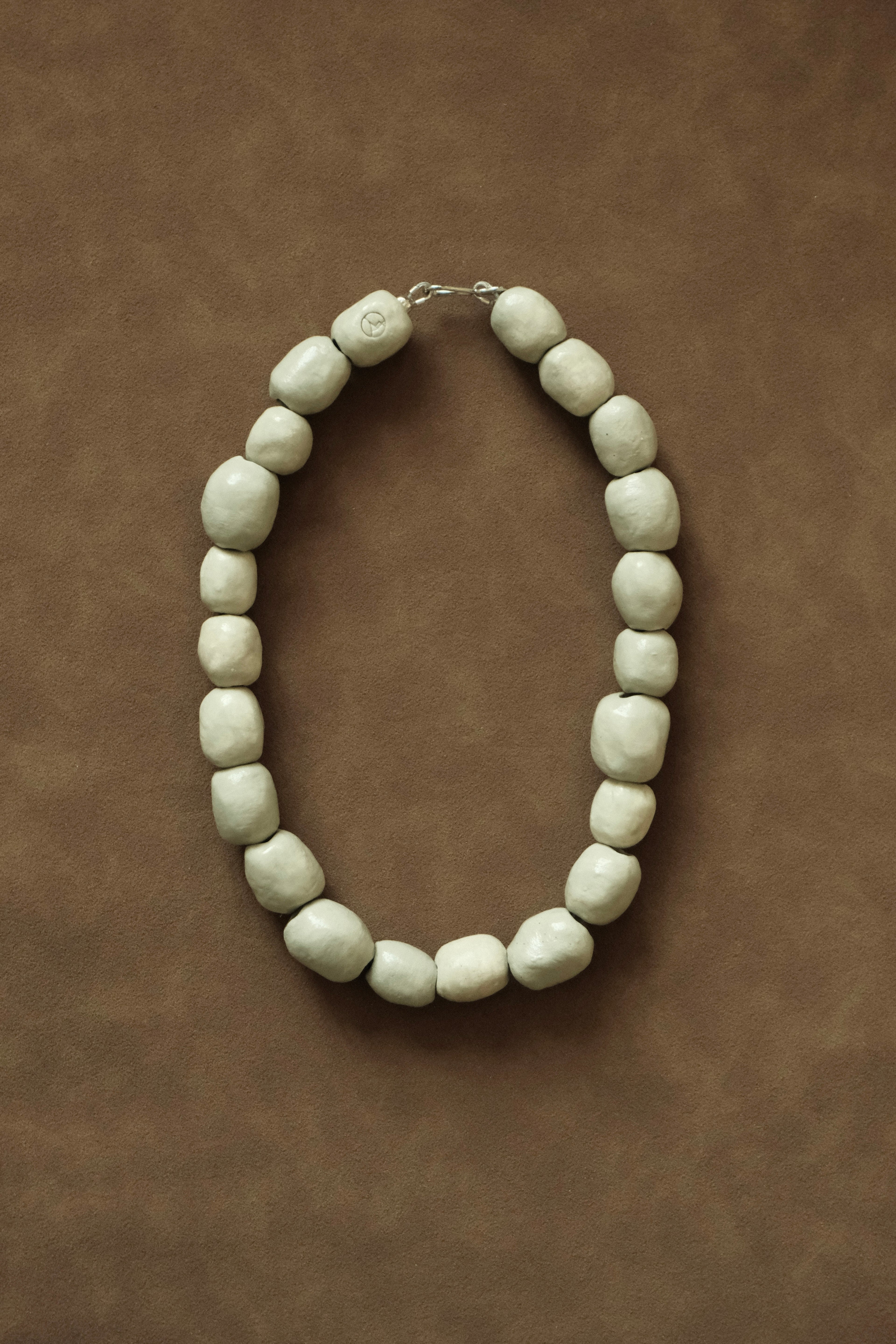 Kalamata Porcelain Beaded Collar Necklace in Sand - Sagu