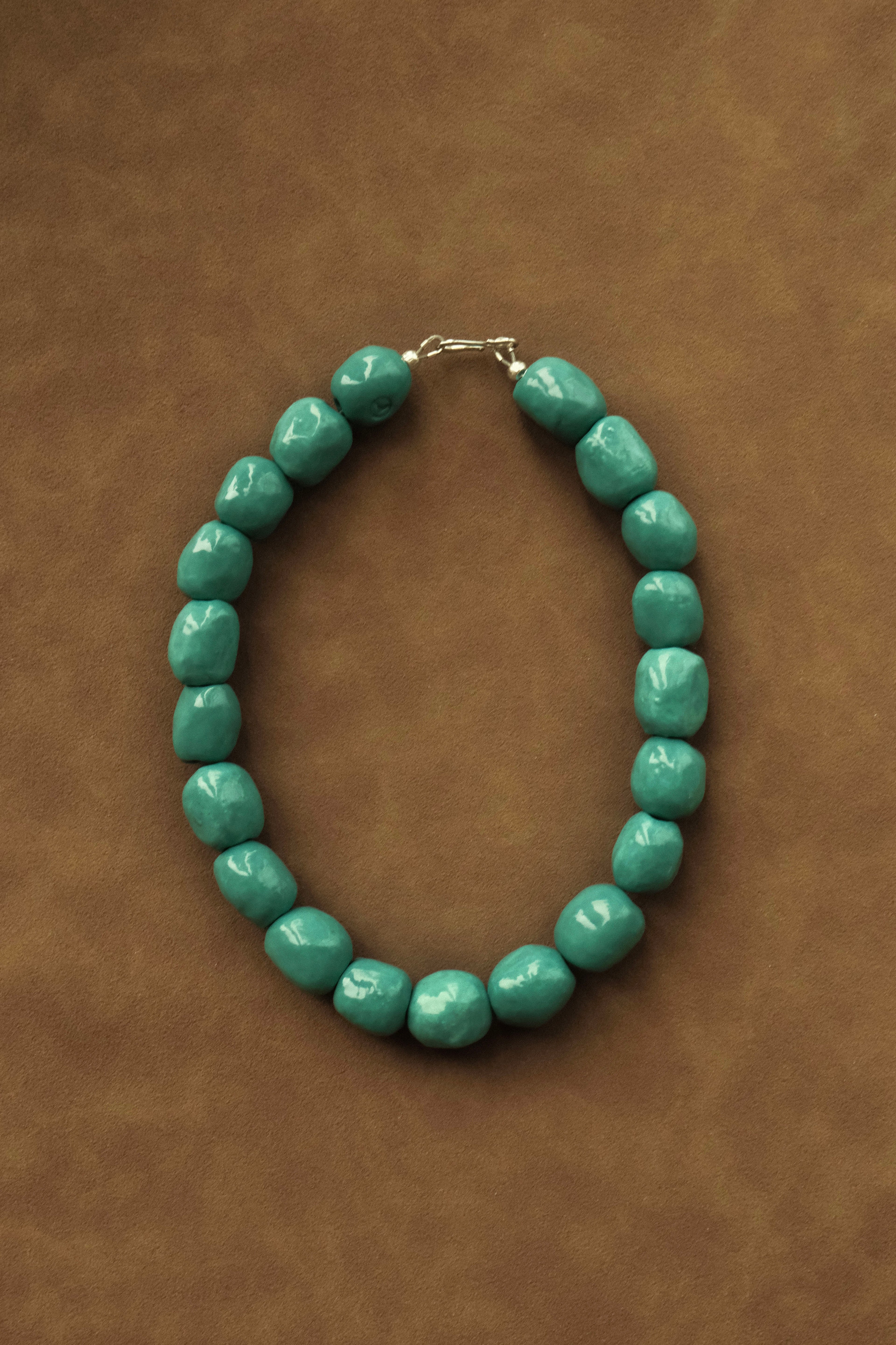 Kalamata Porcelain Beaded Collar Necklace in Turquoise - Sagu