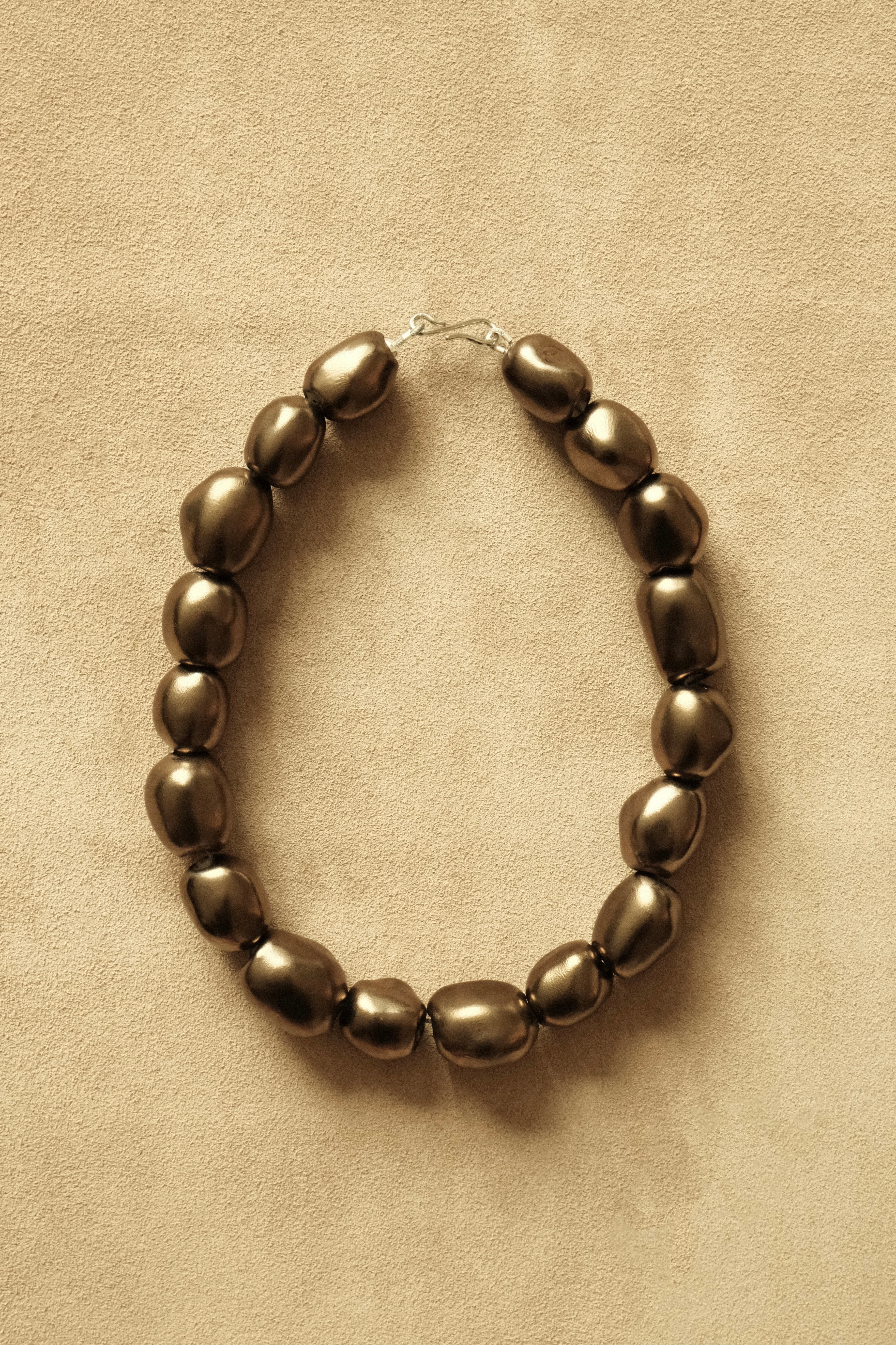 Kalamata Porcelain Beaded Collar Necklace in Antique Gold - Sagu