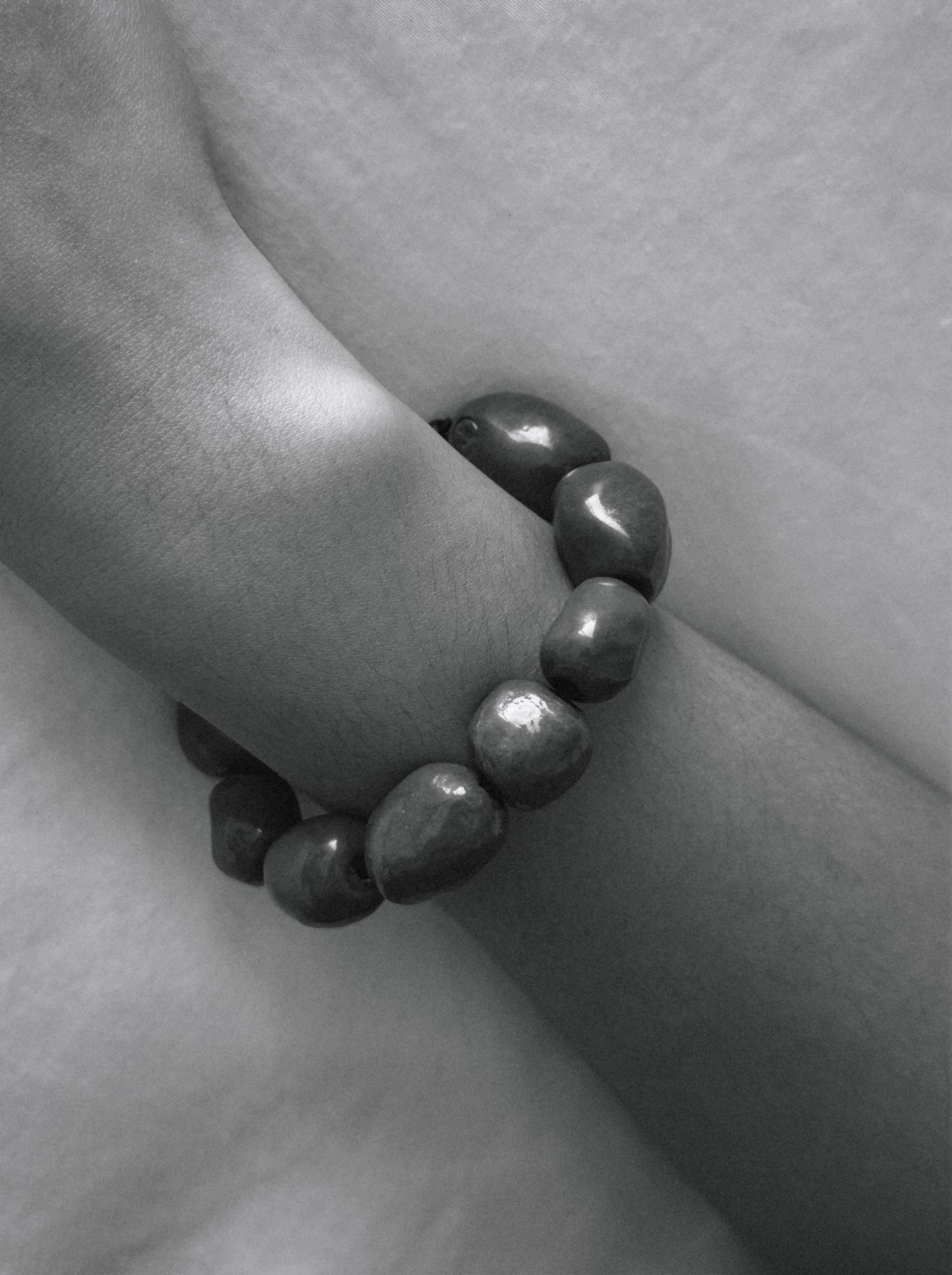 Kalamata Beaded Porcelain Bracelet In Sienna Brown - Sagu