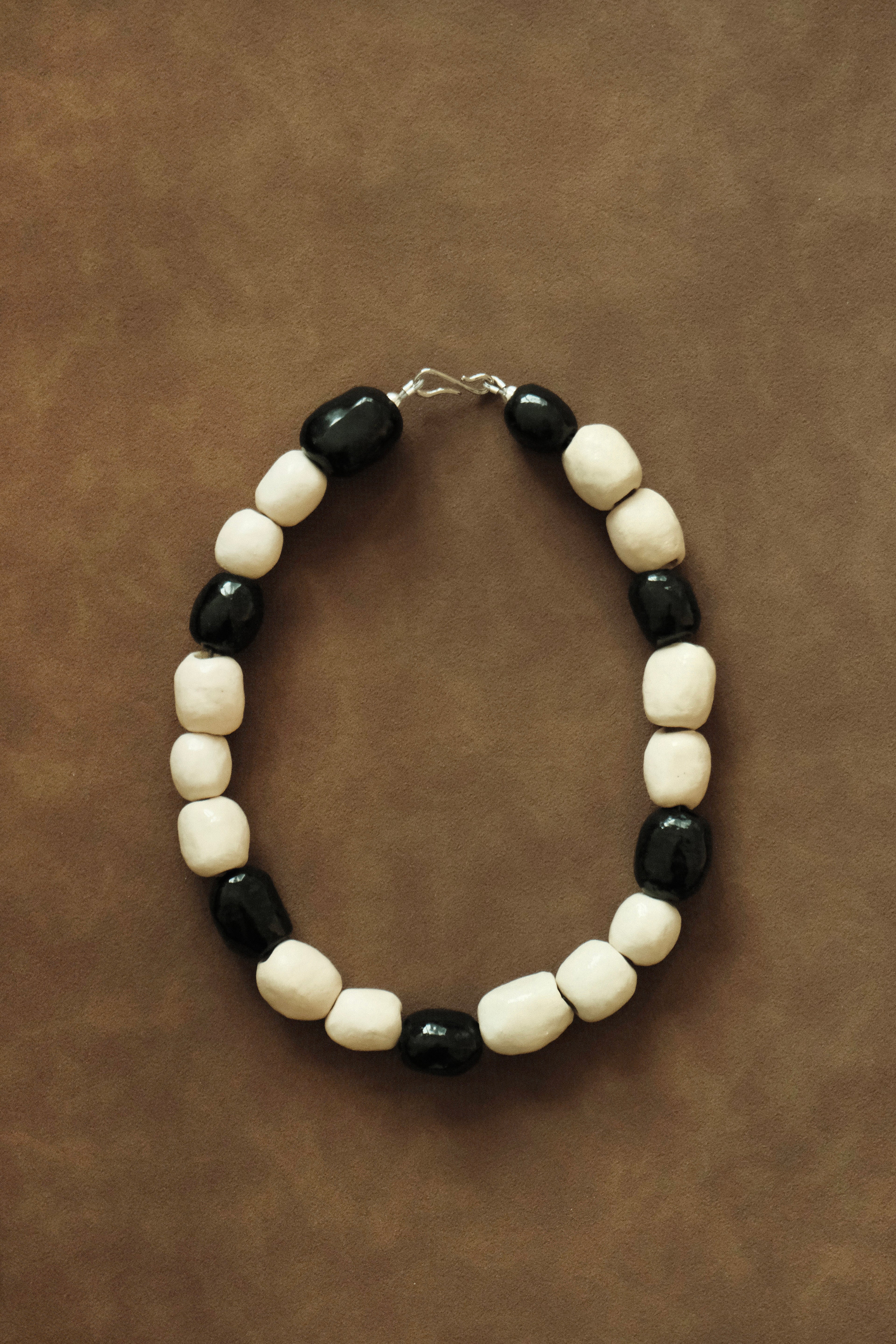 Kalamata Porcelain Beaded Collar Necklace in Cremino - Sagu