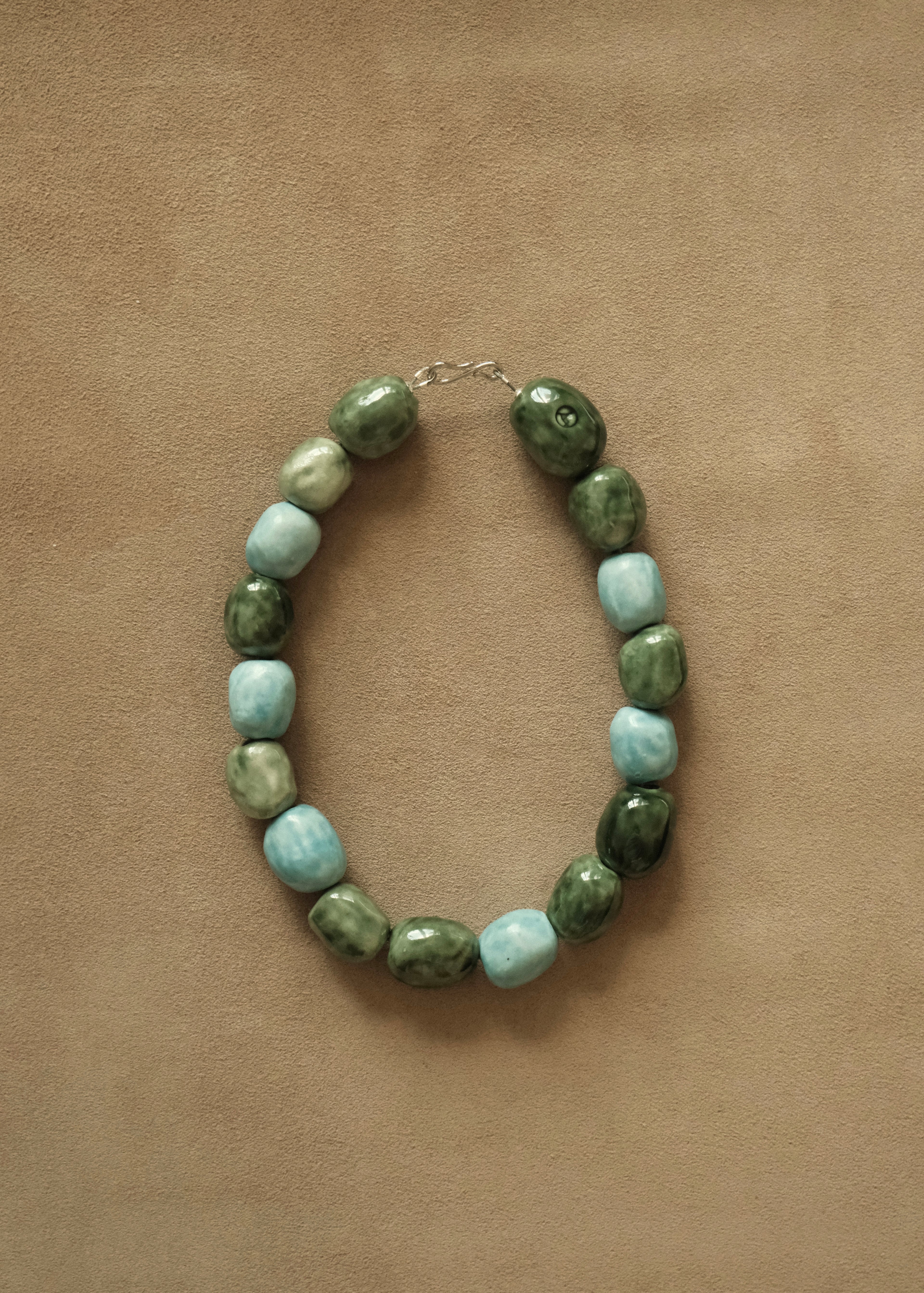 Kalamata Porcelain Beaded Collar Necklace in Oasis - Sagu