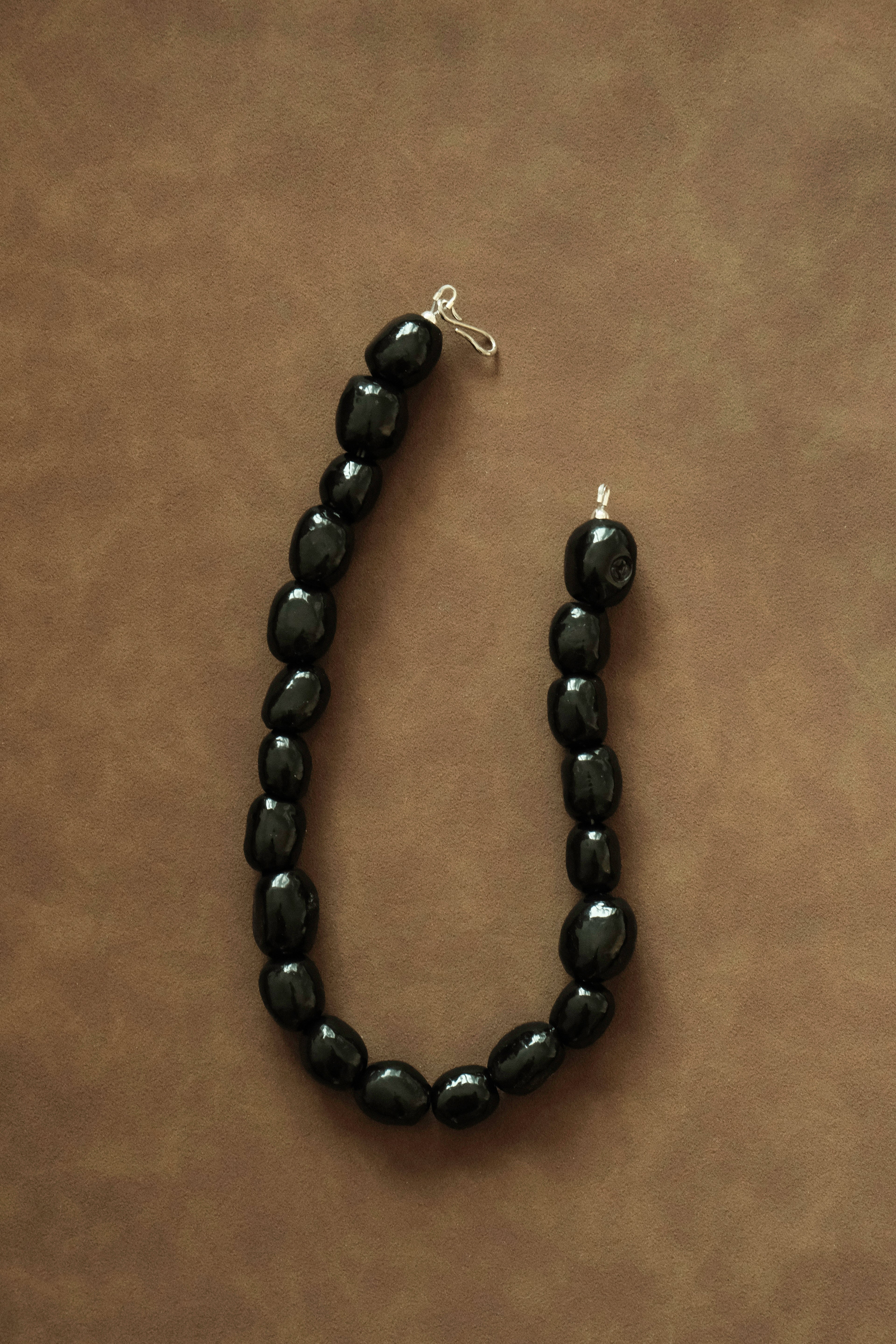 Kalamata Porcelain Beaded Collar Necklace in Onyx - Sagu