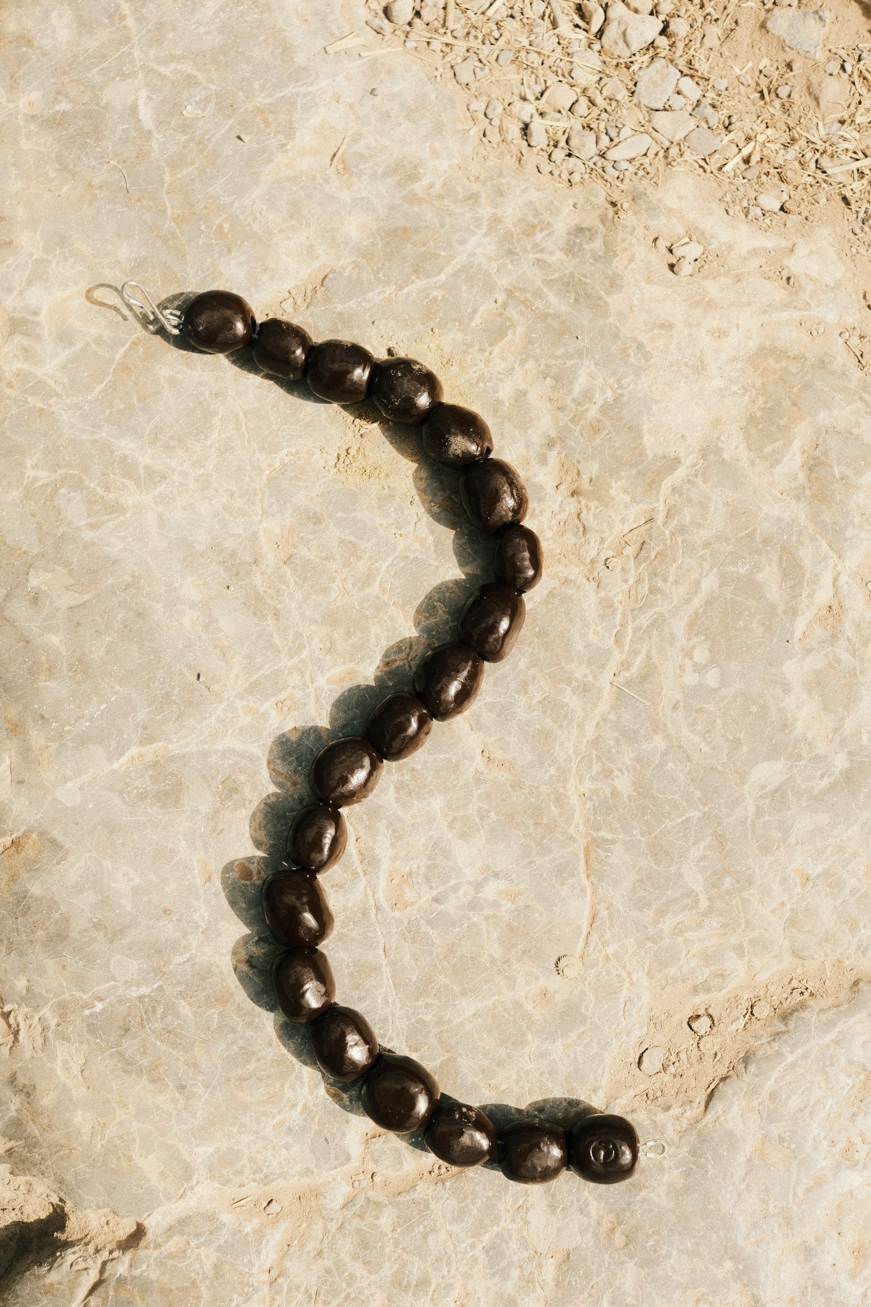 Kalamata Porcelain Beaded Collar Necklace in Hickory