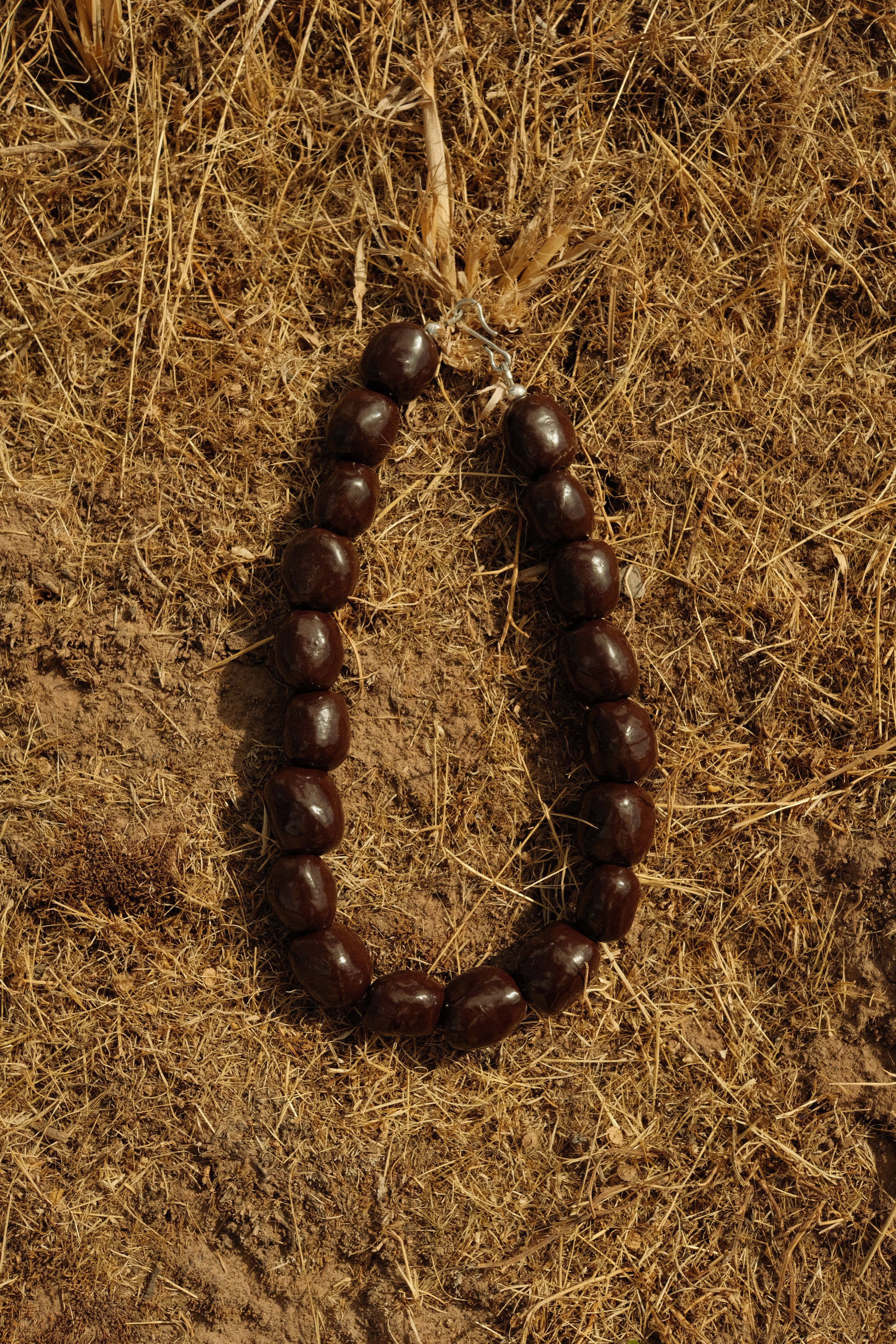 Kalamata Porcelain Beaded Collar Necklace in Hickory