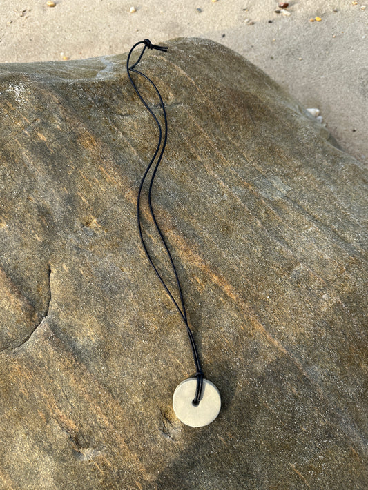 Large Disc Ceramic Necklace In Sand - Sagu